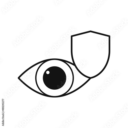 Simple eye icon with protection sign