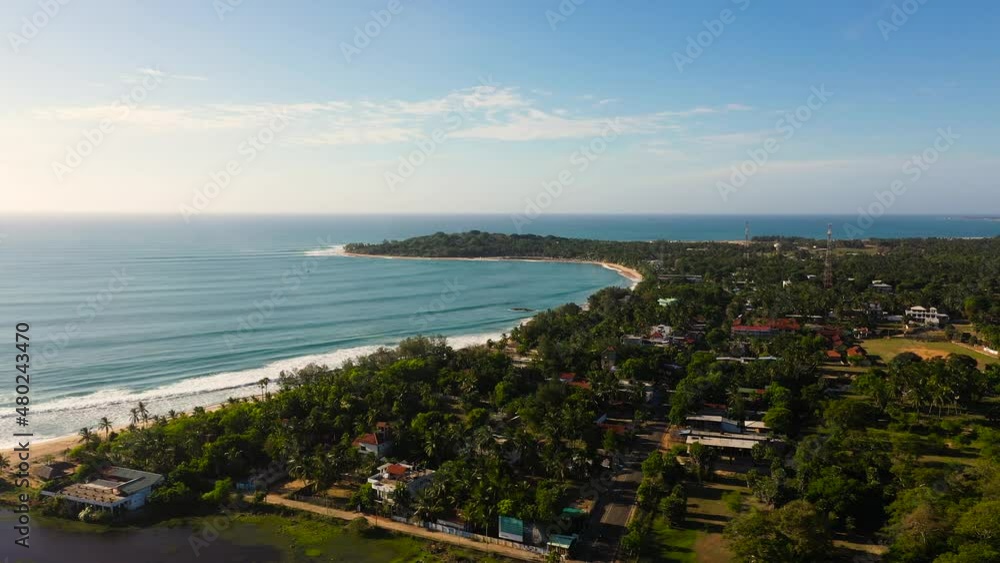 Panorama of the coastal resort town of Arugam bay, Sri Lanka. City beach and hotels. Panorama of the coastal resort town of Arugam bay, Sri Lanka. City beach and hotels.