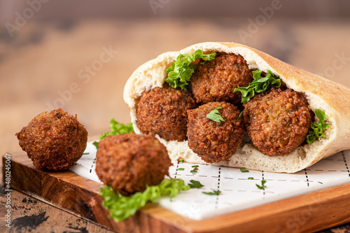 Vegetarian dish - falafel balls from spiced chickpeas	