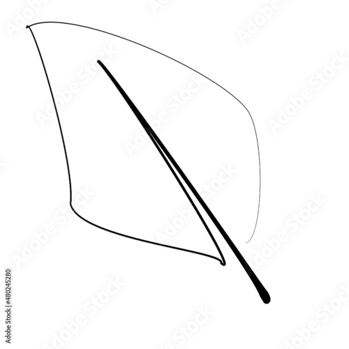 Hoja dibujada a mano con pluma de tinta. Estilo minimalista pero elegante.