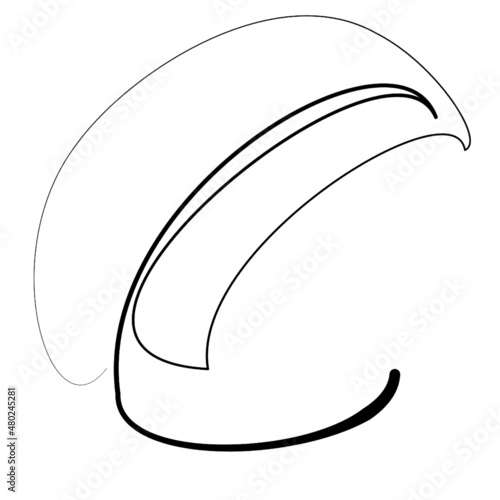 Hoja doblada dibujada en un solo trazo con tinta. Estilo minimalista, elegante, clásico.