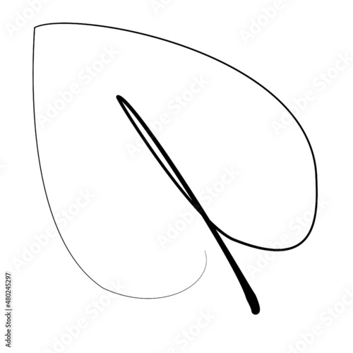 Hoja de árbol en forma de corazón dibujada con pluma en un solo trazo, estilo minimalista elegante.