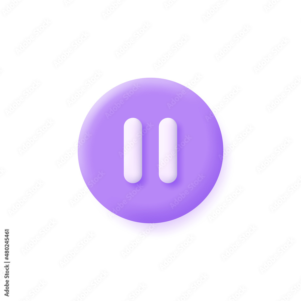 3d icon pause button isolated on white background. Stop sign. Trendy and modern vector in 3d style. 3d icon pause button isolated on white background. Stop sign. Trendy and modern vector in 3d style.