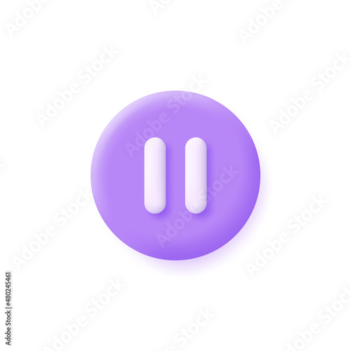 3d icon pause button isolated on white background. Stop sign. Trendy and modern vector in 3d style.