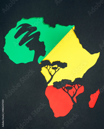 colorful background in yellow, red and green for black history month