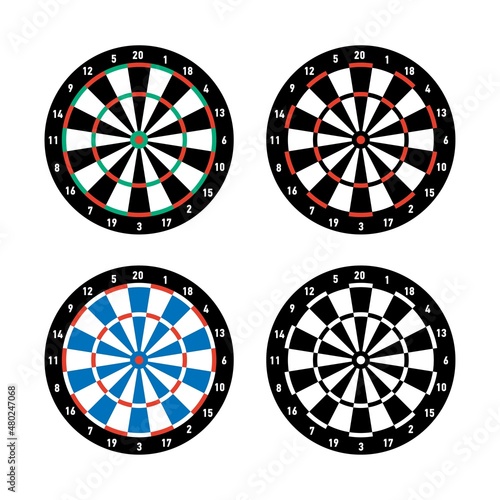 Board for playing darts classic, blue, black and white. Vector Stock Illustration.
