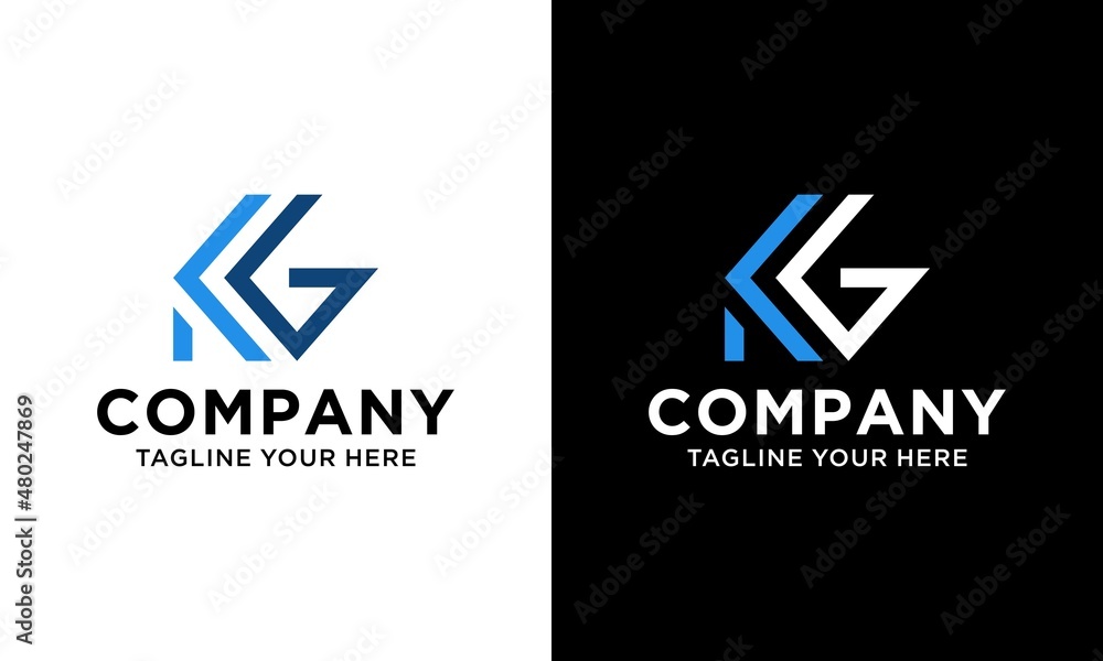 Letter KG logo icon design template elements. on a black and white background. Letter KG logo icon design template elements. on a black and white background.