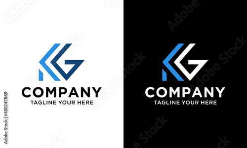 Letter KG logo icon design template elements. on a black and white background.