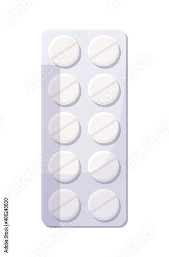 White pills in blister