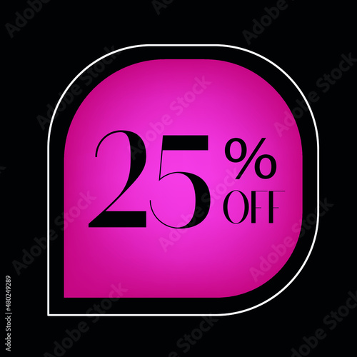 25 percent off. pink banner with balloon. Floating for promotions and offers 