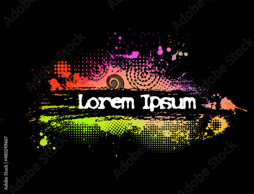 Abstract multicolored blots for text. On a dark background. Vector illustration