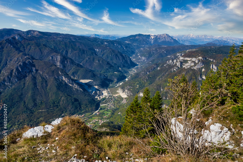 panoramic view of the valley Valdastico in the north Italy