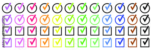 colored check mark icon. Check mark vector icon. Checkmark Illustration. Vector symbols set , colored checkmark isolated on white background. vector isolated symbol.