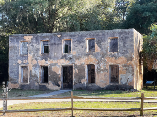 The facade of Horton House on Jekyll Island, one of Georgia's oldest standing buildings made of tabby construction. photo
