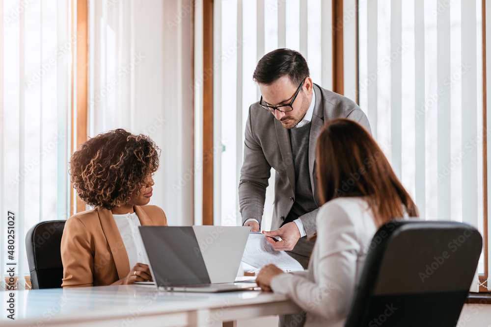 Businessman searching documentation on the meeting