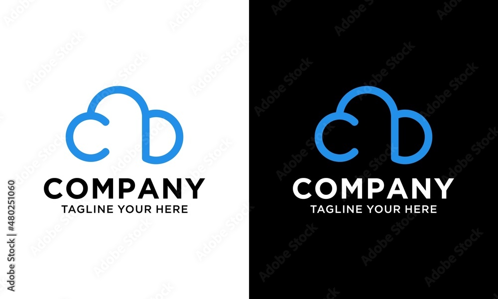 letter cd and cloud logo design vector template. on a black and white background. letter cd and cloud logo design vector template. on a black and white background.