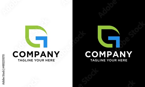Abstract Initial Letter G and leaf Logo. green color isolated on White and black Background. Usable for Business and Branding Logos. Flat Vector Logo Design Template Element.