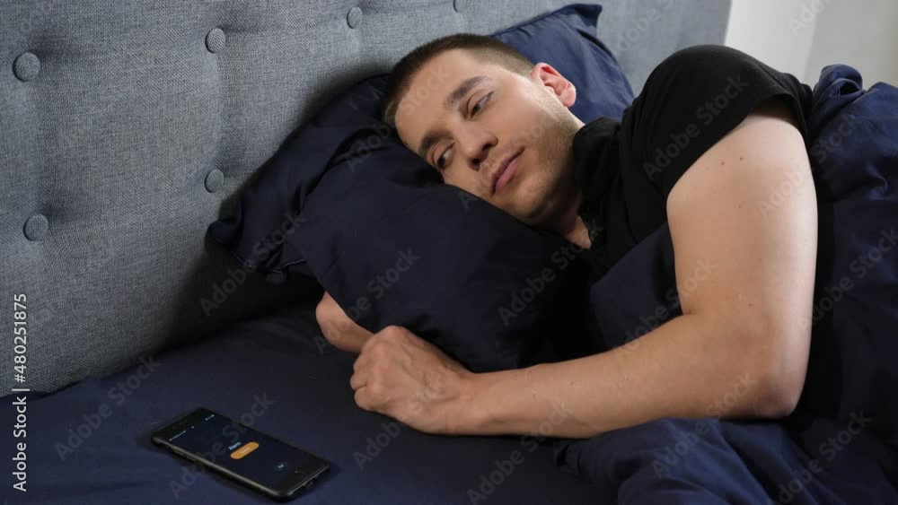 Wake up early in the morning. Woke up from the alarm, turned it off and sleeps on Wake up early in the morning. Woke up from the alarm, turned it off and sleeps on