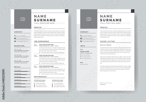 Minimalist Resume Layouts & CV or Cover letter Template
