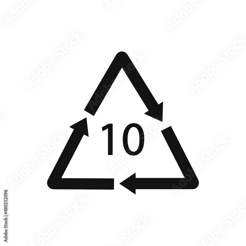 Battery recycling code 10 NiCD . Vector illustration
