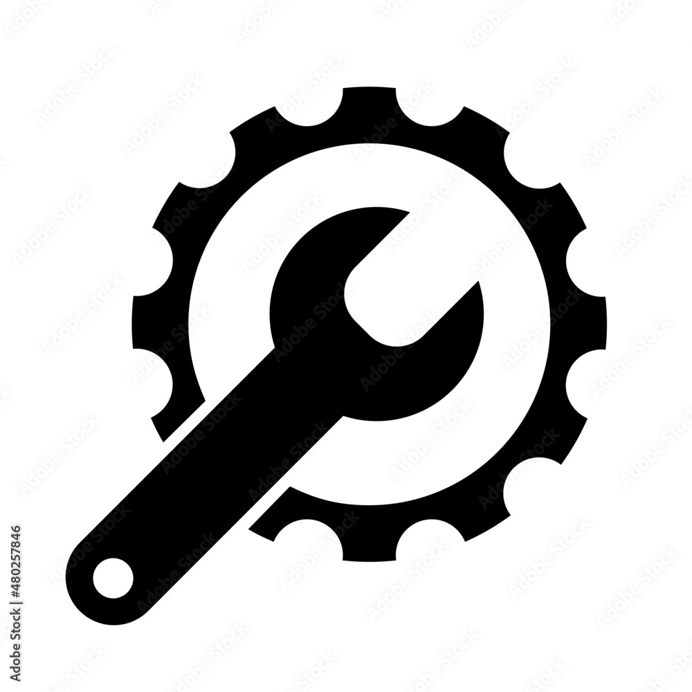 Wrench and gear. Icon. Service maintenance Wrench and gear. Icon. Service maintenance