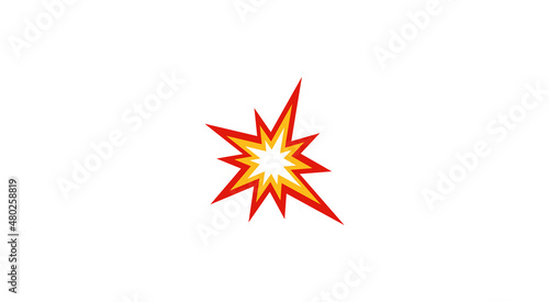 The isolated vector cartoon-styled red, yellow fiery burst collision star emoji icon