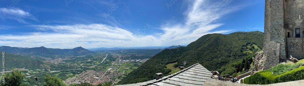 Panoramic view of the mountains and blue sky. Outside Panoramic view of the mountains and blue sky. Outside