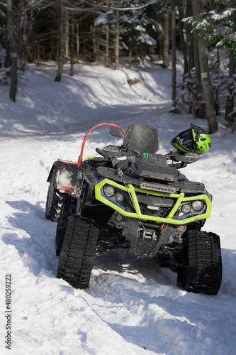 Rescue snowmobile in winter
