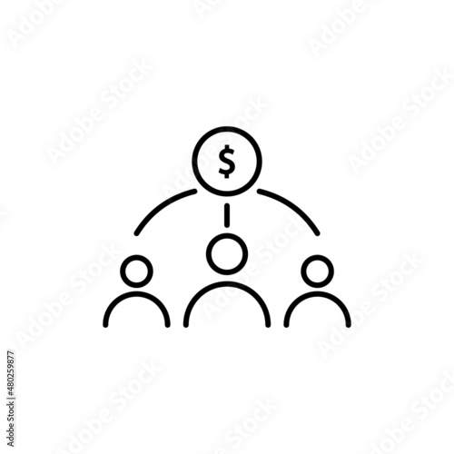 Icono de emprendimiento grupal. Concepto de socios y ganancias de ventas photo