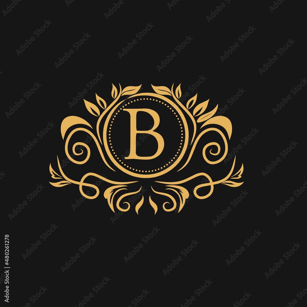Naklejka premium Vector logo luxury design template in trendy linear style. Luxury, hotel, fashion, beauty and jewelry emblem, sign, business symbol.