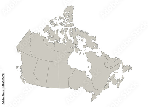Canada map, individual regions, blank
