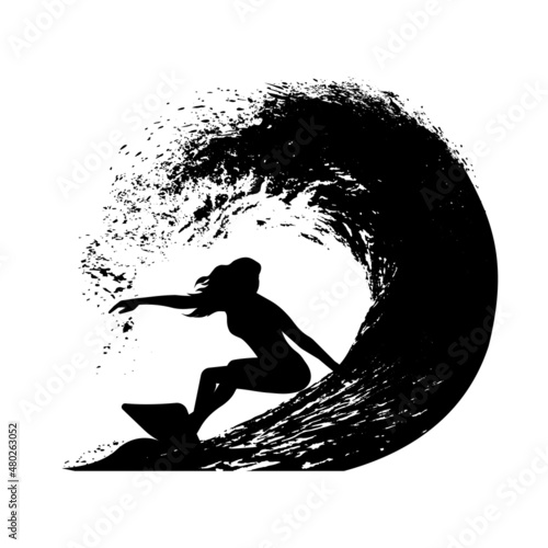 surfer on the wave vector illustration