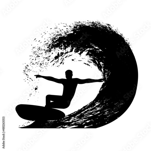 surfer on the wave vector illustration