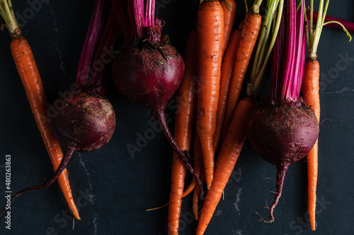 Organic carrots and beets