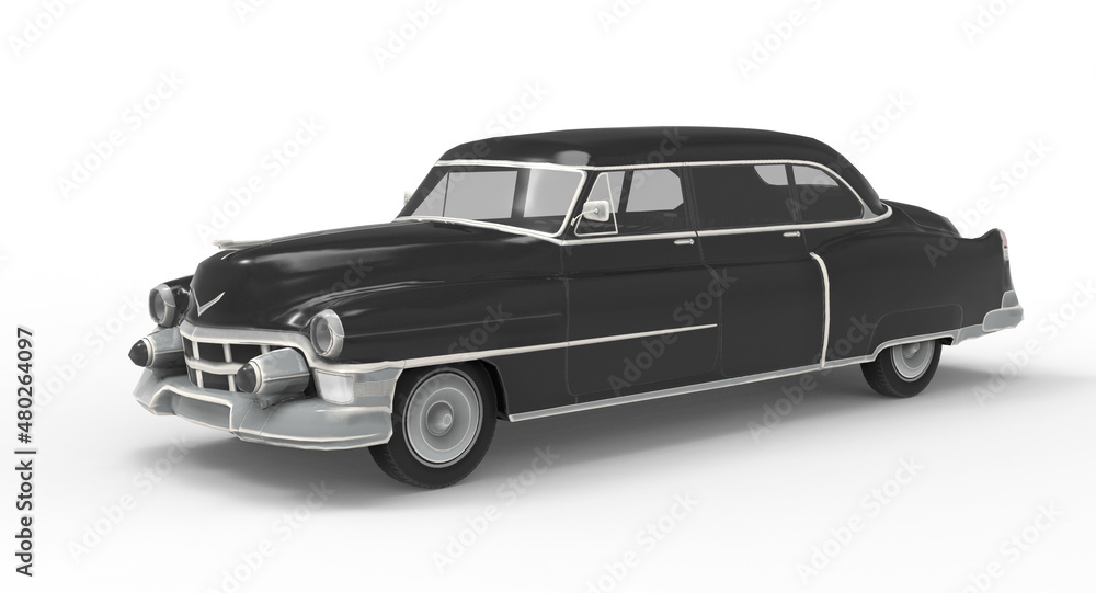 3d illustration of the vintage old car
