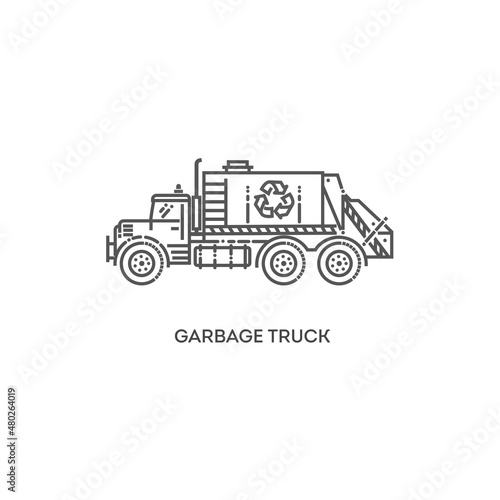 Garbage truck. Vector flat symbol