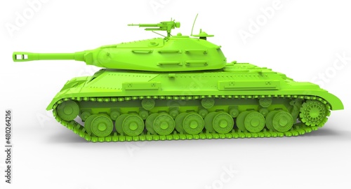 3d illustration of the green tank with machine gun
