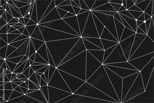 Energy structure shown on geometric abstract pattern. Ai plexus line and dot black concept with white triangles