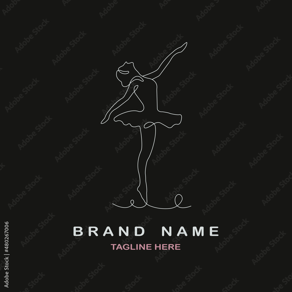 line drawing ballerina in ballet motion dance style logo template design vector for brand or company and other line drawing ballerina in ballet motion dance style logo template design vector for brand or company and other