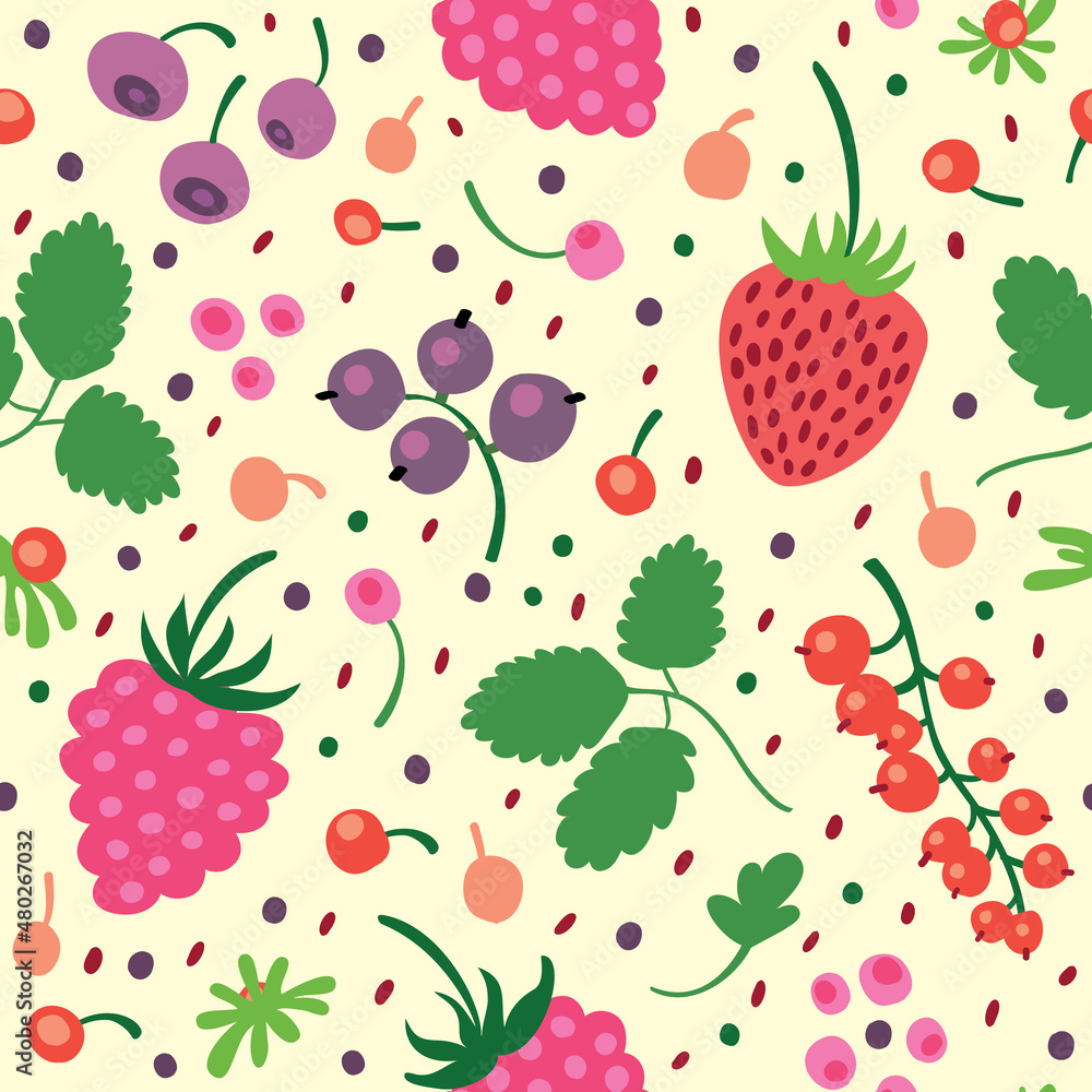 Seamless background with berries: currants, strawberries and raspberries. Seamless background with berries: currants, strawberries and raspberries.