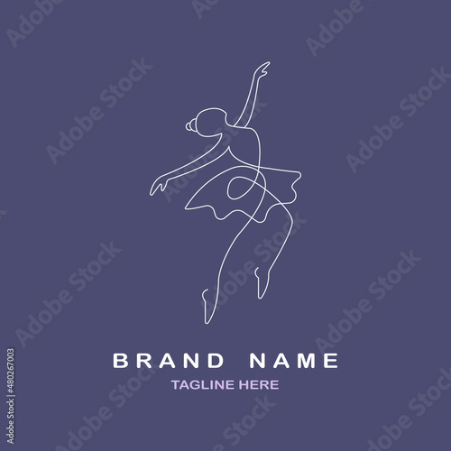 line drawing ballerina in ballet motion dance style logo template design vector for brand or company and other