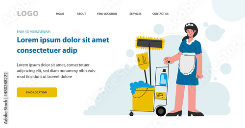 Searching for cleaning personal,template for website, landingpage.Vector flat
