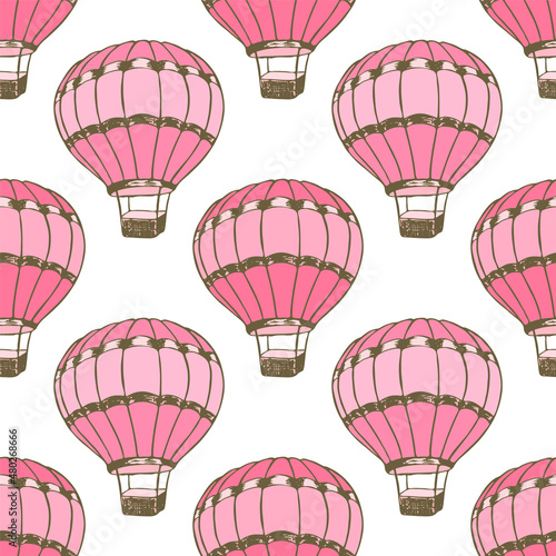 Cartoon hot air balloons  illustration vector seamless patter.