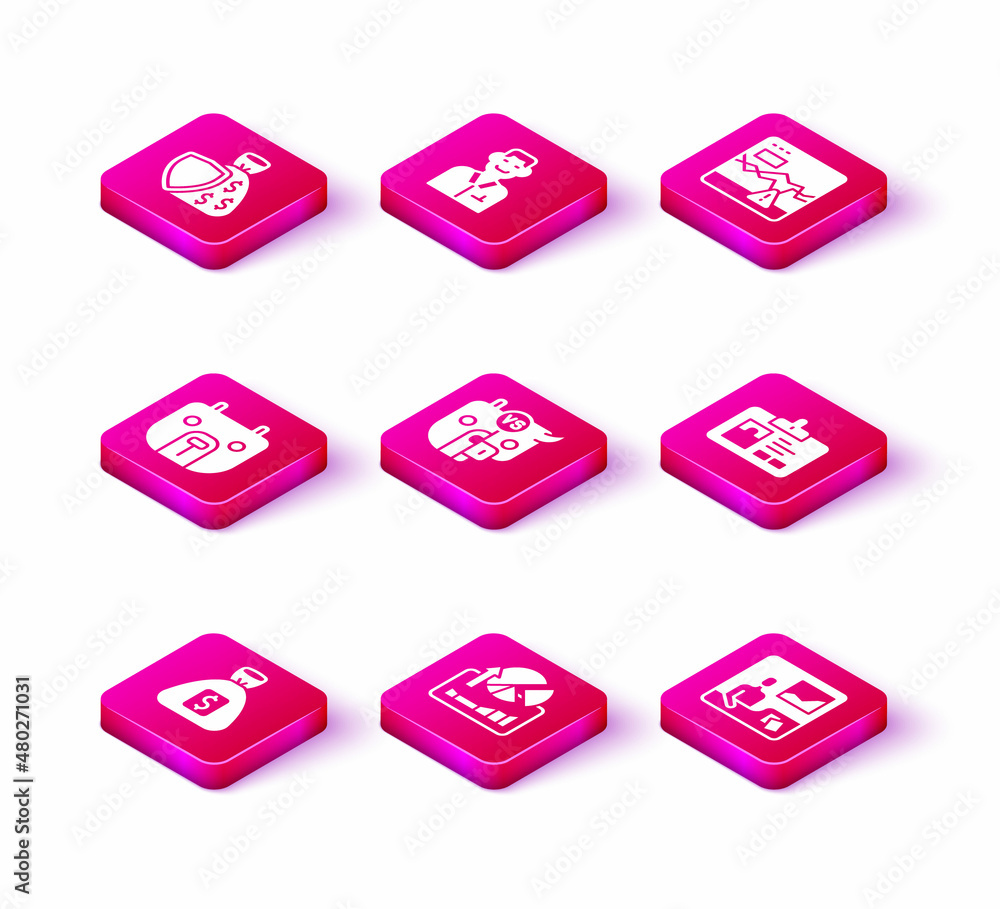 Set Money bag, Stocks market growth graphs, Bear, Bull and bear of stock, Trading courses, Identification badge, Failure stocks and Trader icon. Vector Set Money bag, Stocks market growth graphs, Bear, Bull and bear of stock, Trading courses, Identification badge, Failure stocks and Trader icon. Vector