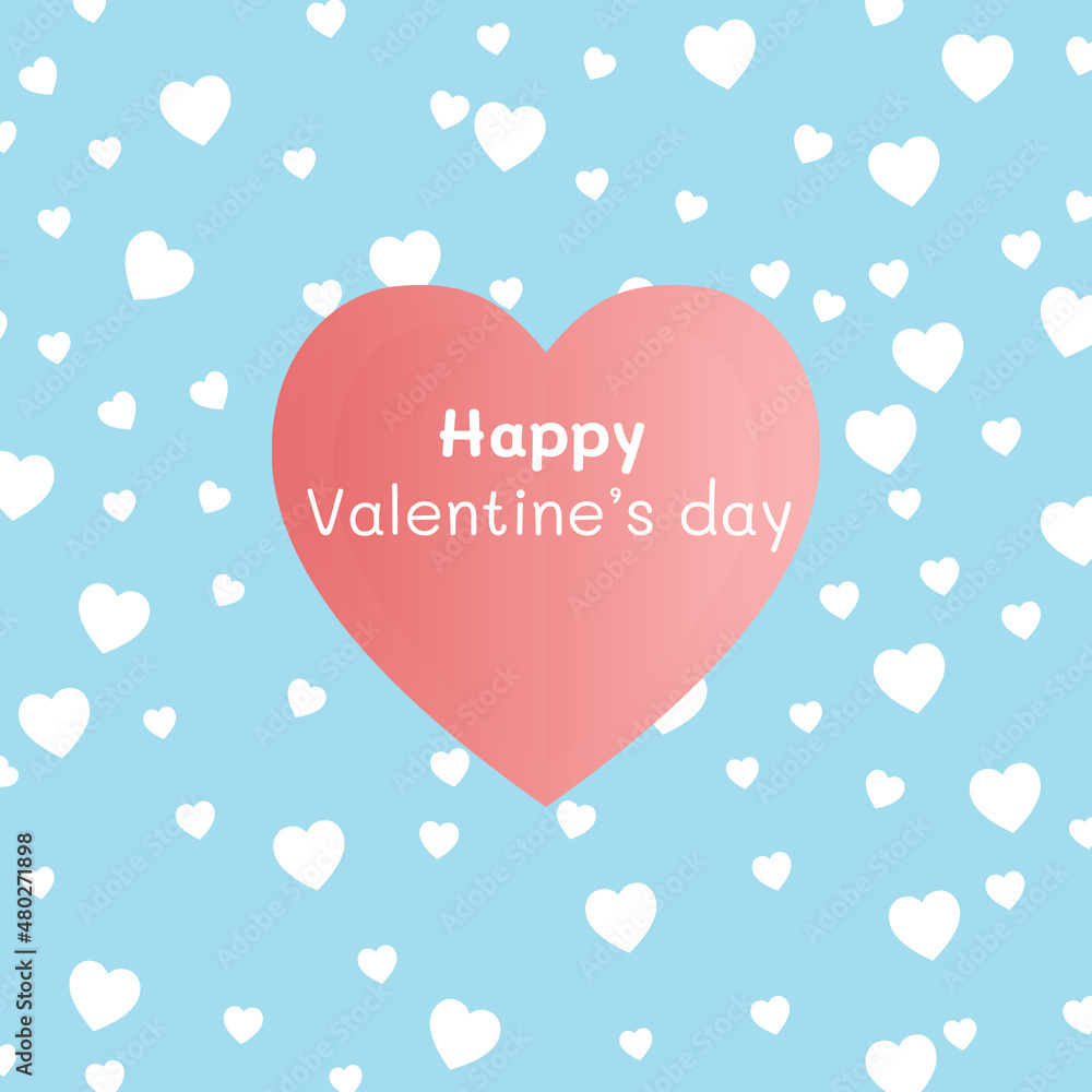 Vector illustration happy valentine's day in heart with  blue sky background, love concept on wedding or valentines's day, romantic concept, love texture background