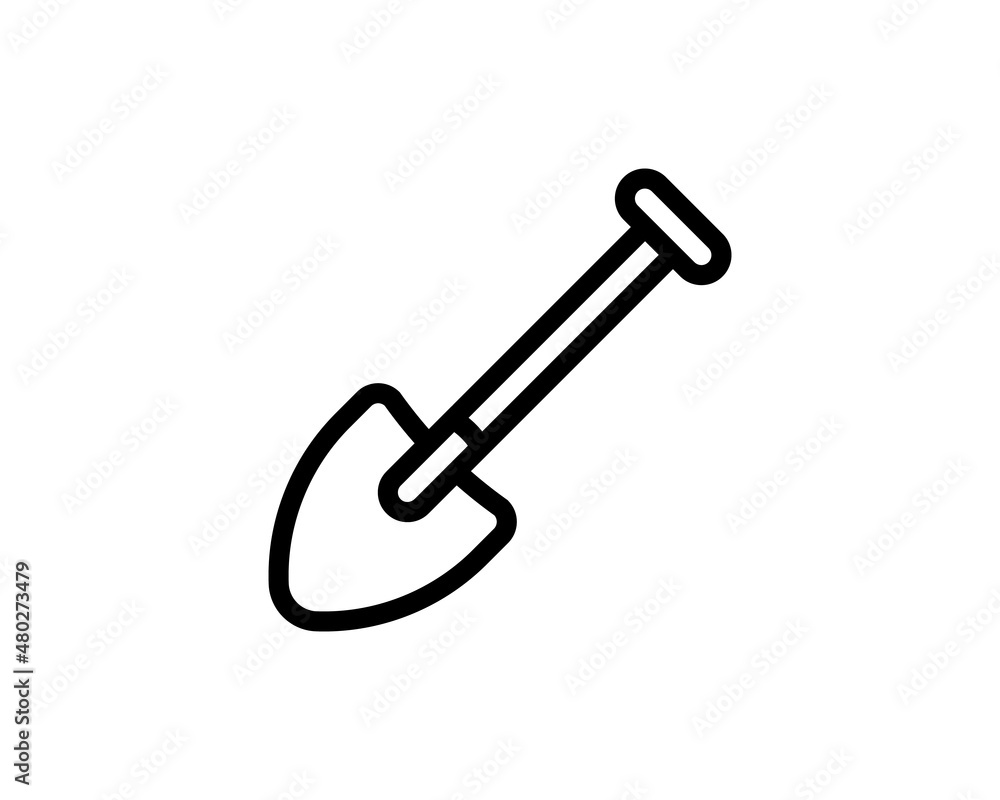Showel line icon in trendy style. Stroke vector pictogram isolated on a white background. Showel premium outline icons. Showel line icon in trendy style. Stroke vector pictogram isolated on a white background. Showel premium outline icons.
