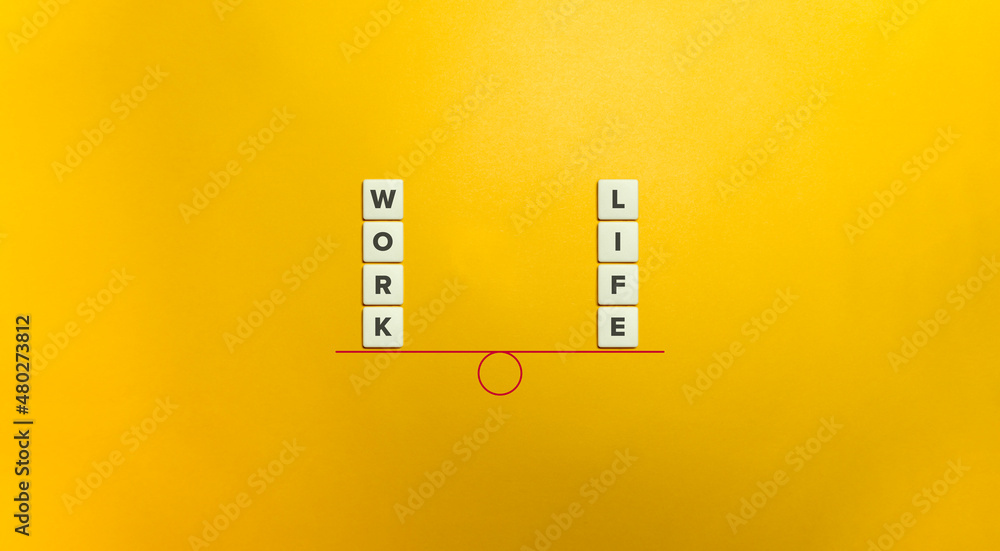 Work Life Balance Banner. Letter tiles on bright orange background ...