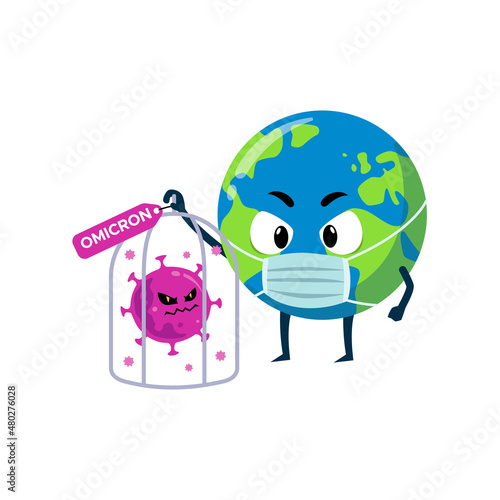 The world lockdown the new variants of coronavirus, Omricon prevention concept vector illustration