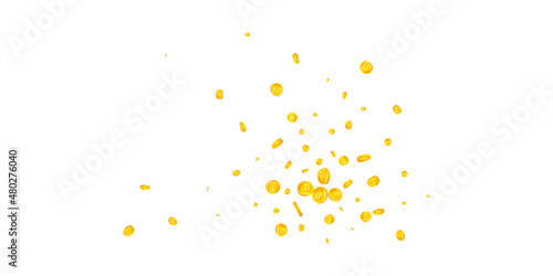 European Union Euro coins falling. Flawless scattered EUR coins. Europe money. Charming jackpot, wealth or success concept. Vector illustration.