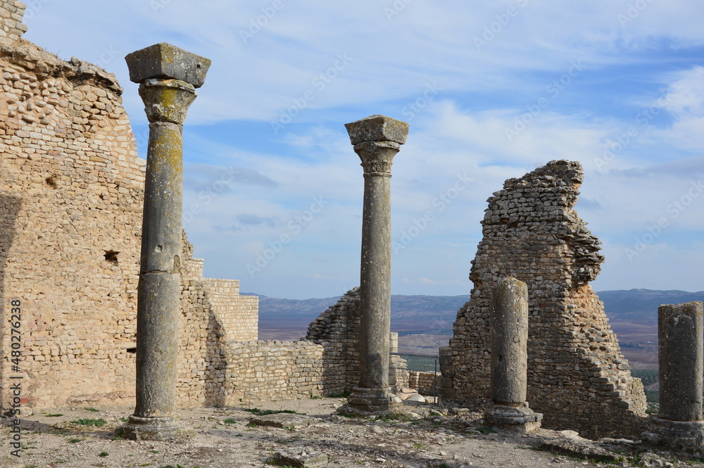 Ruins of the antique Roman city of Thugga in Tunisia, Africa